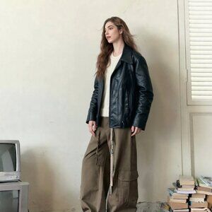 Unisex Black Leather Jacket